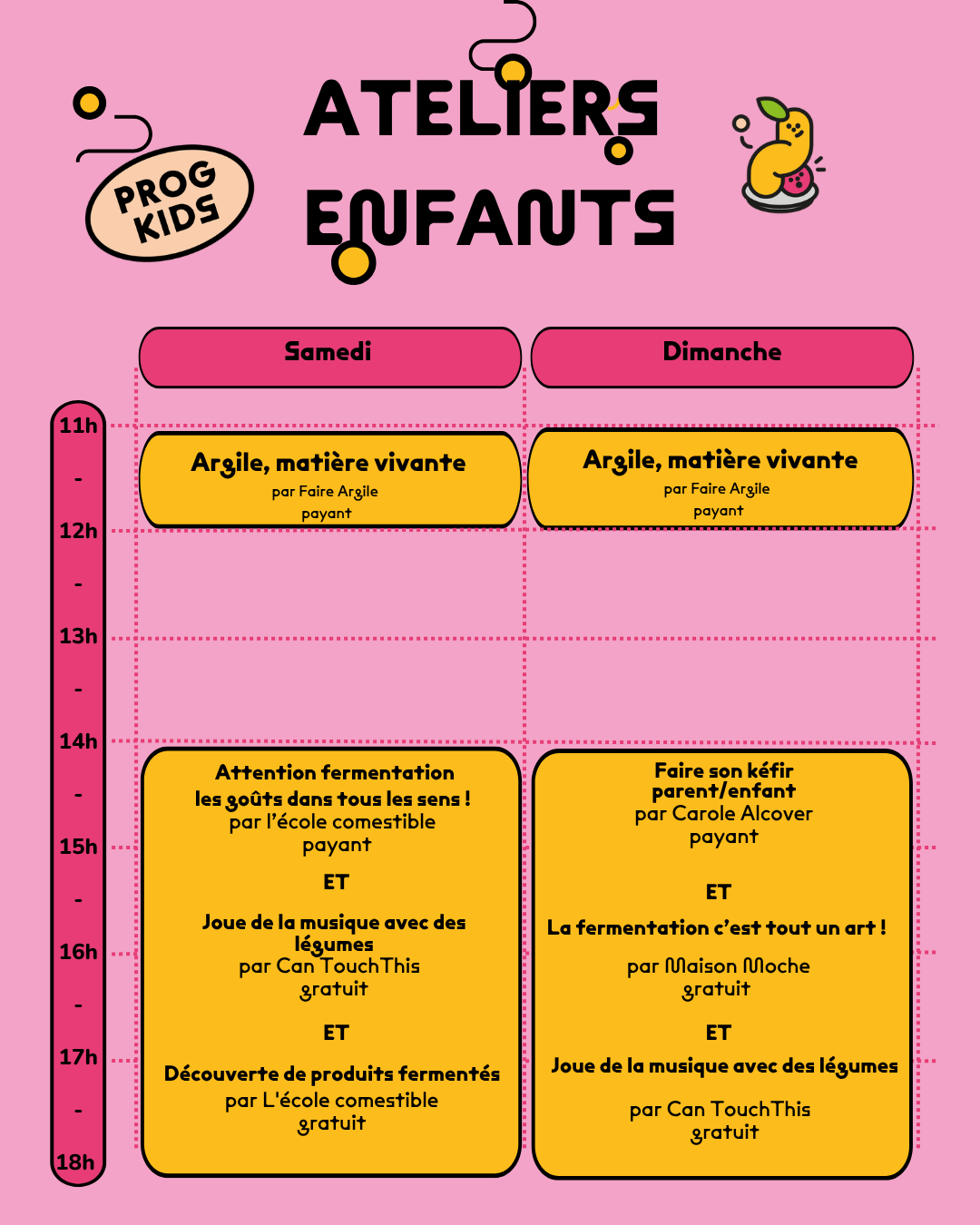 Programme Kids — tableau Sam & Dim